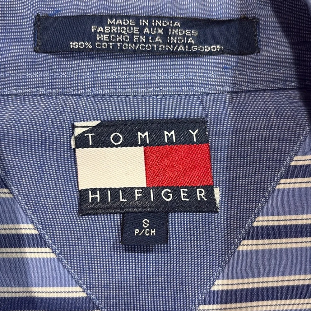 Vintage Tommy Hilfiger Stripe Dress Shirt Crest Embroidery